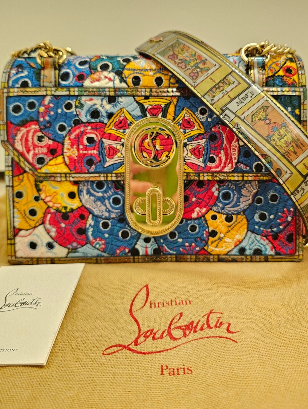 CHRISTIAN LOUBOUTIN Elisa Leather Trim Tarot Card Bag